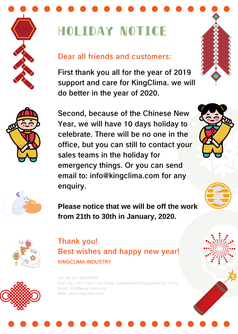 kingclima holiday notice